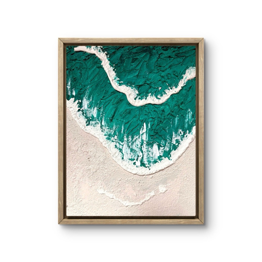 Papa Diouf Original Painting Ocean Wave Textured Canvas Beach Art 11x14 NEW